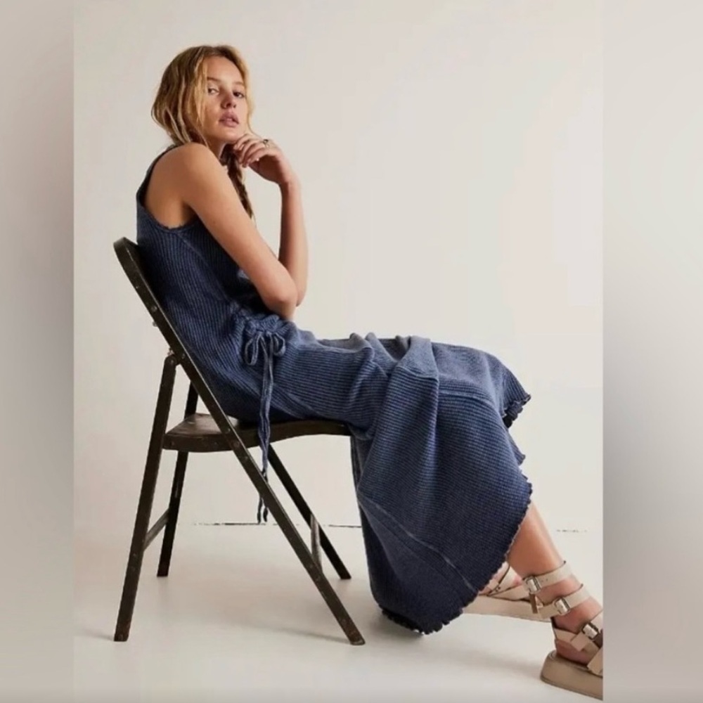 NWT FREE PEOPLE One Natasha Sleeveless Thermal Maxi In Navy SZ: XS